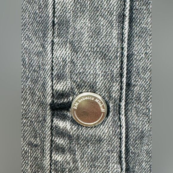 NWOT Rebecca Minkoff Studded Light Black Wash Denim Jean Jacket Women’s Sz L - Picture 5 of 16
